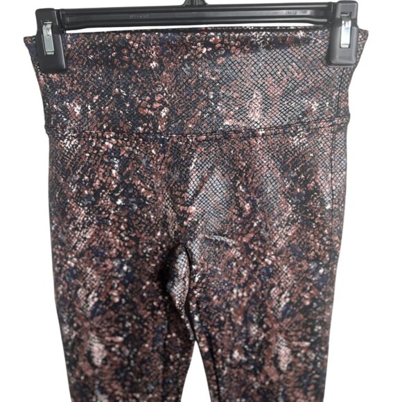 Spanx Faux Leather Snake Shine Leggings in Mocha Snake Small - Picture 9 of 13